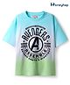 Honeyhap Marvel Single Jersey Oversize Drop Shoulder Half Sleeves T-Shirt with Avengers Graphics and Ombre Effect - Light Blue & Light Green
