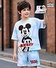 Honeyhap Disney 100% Cotton Drop Shoulder Oversize Half Sleeve T-Shirts & Shorts Set With Mickey Mouse Graphics With Tie & Dye Detailing - Multicolor