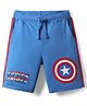 Pine Kids Marvel 100% Cotton Knee Length Shorts With Avengers Captain America Graphics & Tape Detailing - Blue