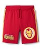 Pine Kids Marvel 100% Cotton Knee Length Shorts With Avengers Iron Man Graphics & Tape Detailing - Red