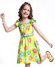 Hola Bonita Knit Frill Sleeves Dress With Floral Print - Light Green