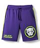 Pine Kids Marvel 100% Cotton Knee Length Shorts With Avengers Black Panther Graphics & Tape Detailing - Purple
