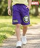 Pine Kids Marvel 100% Cotton Knee Length Shorts With Avengers Black Panther Graphics & Tape Detailing - Purple