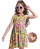 Hola Bonita Knit Sleeveless Front Open Dress with Hearts Print - Yellow
