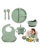 AEREX Silicone Baby Feeding Sets | Baby Weaning Set | Silicone Plate Set Suction Plates Solid for Baby & Toddler | Suction Bowl, Bib, Cup, Fork, and Spoon Cutlery Set for Babies and Toddlers (6 Pcs)