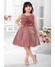 M'PRINCESS Sleeveless Floral Applique Detailed  Pleated Knee Length Dress - Peach