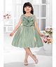 M'PRINCESS Sleeveless Floral Applique Knee Length Dress - Green