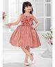 M'PRINCESS Sleeveless Floral Applique Knee Length Dress - Peach