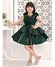 M'PRINCESS Sleeveless Floral Applique Ruffle Detailed Layered Knee Length Dress - Green