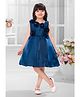 M'PRINCESS Sleeveless Floral Applique Pleated Knee Length Dress - Teal