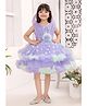 M'PRINCESS Sleeveless Floral Applique Sequin Embellished Ruffle Detailed Knee Length Dress - Lilac