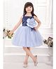 M'PRINCESS Sleeveless Floral Applique Beads Embellished Knee Length Dress - Blue