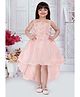 M'PRINCESS Sleeveless Floral Applique Detailed High Low Dress - Peach