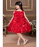 M'PRINCESS Sleeveless Floral Applique Detailed Knee Length Dress - Red