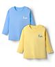 Kookie Kids Interlock Knit Full Sleeves T-Shirts with Text Print Pack of 2 - Light Blue & Yellow