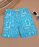 The Lion and the Fish Viscose Aztec Printed Shorts - Cornflower Blue