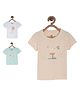 MINI KLUB Pack Of 3 Cotton Half Sleeves Floral & Peekaboo Text Printed Knit Tops - Multi Colour