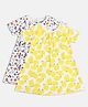 MINI KLUB Cotton Knit Pack Of 2 Half Sleeves Floral & Lemons Printed Dresses - Yellow & White