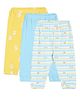 MINI KLUB Cotton  Pack Of 3 Solid & Sun Printed Pajamas - Multi Colour