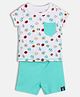 MINI KLUB Cotton Half Sleeves Animal Printed Tee With Shorts Set - Multi Colour