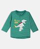 MINI KLUB Cotton Full Sleeves Dinosaur Printed Striped Tee - Green