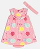 MINI KLUB Cotton Sleeveless Candy Printed Dress With Bloomer & Headband Set - Pink