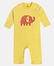 MINI KLUB Cotton Full Sleeves Striped Elephant Printed Romper - Yellow