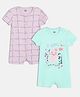 MINI KLUB Cotton Pack Of 2 Half Sleeves Box & Octopus Printed Rompers - Multi Colour
