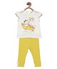 MINI KLUB Cotton Cap Sleeves Cat Printed Top & Pant Set - Yellow