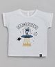 giniekids Cotton Half Sleeve Space Friend Text & Alien Printed Top - White