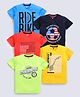 giniekids Pack Of 5 Cotton Half Sleeves Typography & Sports Theme Printed Tees - Multi Colour