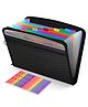 Storite 13 Pocket Expanding File Folder with Sticky Labels, Letter/A4 Paper Accordion File, Document Organizer with Zipper Closure, Certificate File Holder for School Home Office (Black, 33 * 4 * 25cm)