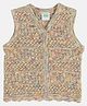 MINI KLUB Cotton Sleeveless Crochet Embroidered Jhabla - Marshmallow