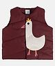 MINI KLUB Cotton Sleeveless Hen Printed Gilet - Maroon