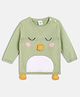MINI KLUB Cotton Full Sleeves Animal Face Detailed Sweater - Green