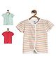 MINI KLUB Cotton Pack Of 3 Half Sleeves Solid & Striped Jhablas - Red Blue & White