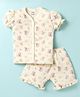 CUCUMBER Sinker Knit Puffed Sleeves Shorts Co-ords Night Suit with Koala Print - Cream