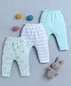 BUMZEE Cotton Pack Of 3 Striped & Floral Printed Diaper Leggings - Mint Green