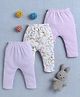 BUMZEE Cotton Pack Of 3 Striped & Unicorn Printed Diaper Leggings - White & Lavender