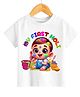 Itsmycostume Cotton Holi Theme Half Sleeves My First Holi Text Printed Tee - White