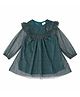 JusCubs Mesh Full Puffed Sleeves Shimmered Dress - Green