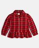 JusCubs Cotton Full Sleeves Checked Frock Style Jacket - Red