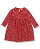 JusCubs Cotton Full Sleeves Rainbows & Hearts Printed Dress - Red