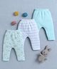 BUMZEE Cotton Full Length Stripes & Floral Print Diaper Pants Pack of 3 - Mint Green