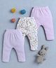 BUMZEE Cotton Full Length Stripes & Unicorn Print Diaper Pants Pack of 3 - White & Lavender