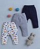 BUMZEE Cotton Full Length Stripes & Dinosaur Print Diaper Pants Pack of 3 - Navy & White