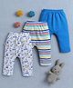 BUMZEE Cotton Full Length Stripes & Dinosaur Print Diaper Pants Pack of 3 - Royal Blue & Multicolor