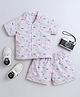 The Magic Wand Cotton Woven Half Sleeves Bow Printed Shirt & Coordinating Shorts Set - Grey