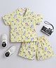The Magic Wand Cotton Woven Half Sleeves Unicorn Printed Shirt & Coordinating Shorts Set - Yellow