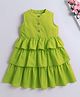 The Magic Wand Cotton Sleeveless Solid Layered Dress - Green